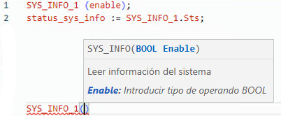 Ejemplo de texto estructurado SYS_INFO