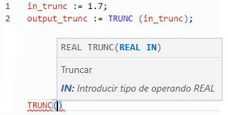 Ejemplo de texto estructurado TRUNC