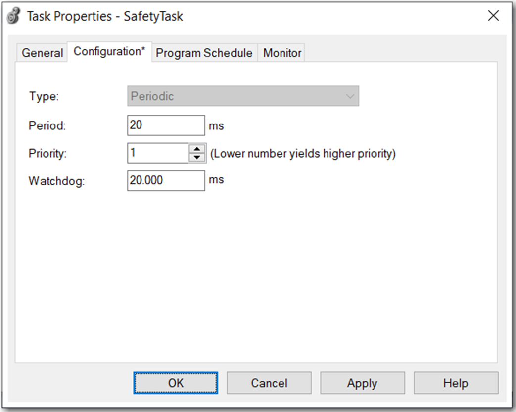 Configuración de la tarea de seguridad