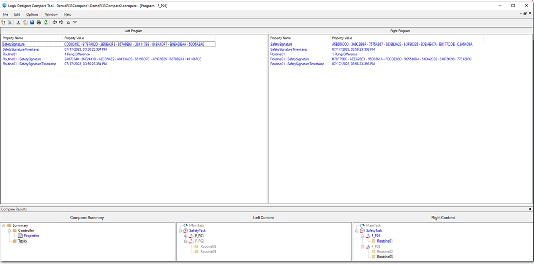 Herramienta de comparaci&oacute;n de Logix Designer