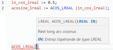 Exemples de texte structuré ACOS_LREAL