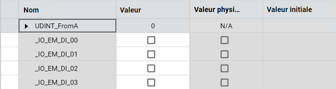 Grille des variables globales du programme de messages MSG_CIPSYMBOLIC