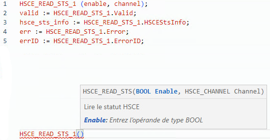 Exemple de structure de texte HSCE_READ_STS