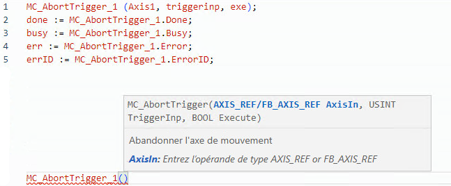 Exemple de texte structur&eacute; MC_AbortTrigger