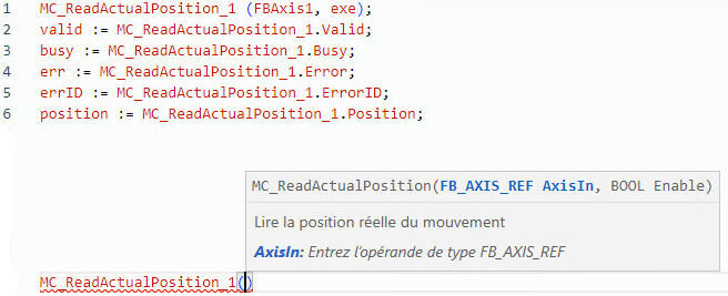 Exemple de texte structuré MC_ReadActualPosition