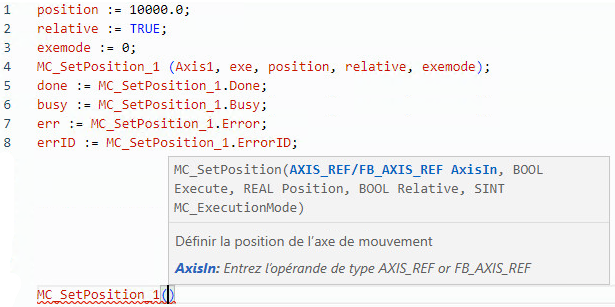 Exemple de texte structur&eacute; MC_SetPosition