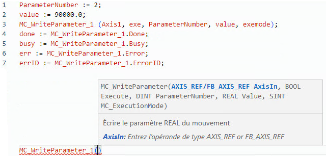 Exemple de texte structur&eacute; MC_WriteParameter