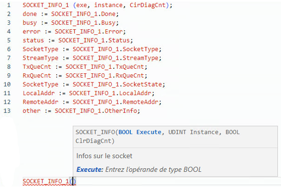 Exemple de texte structur&eacute; SOCKET_INFO