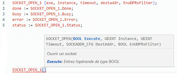 Exemple de texte structur&eacute; SOCKET_OPEN