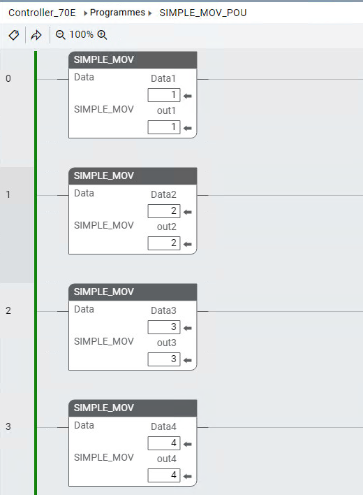SIMPLE_MOV_POU appelle 4 instances d’UDF