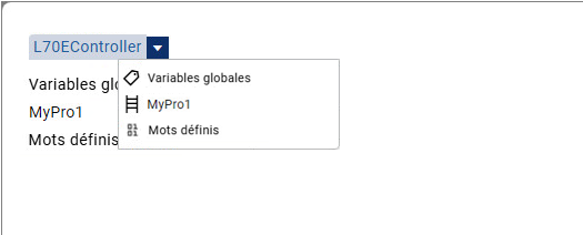 S&eacute;lecteur de variables - Liste des port&eacute;es