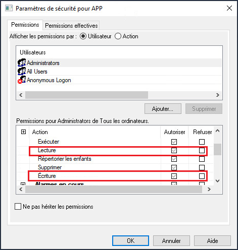 Param&egrave;tres de s&eacute;curit&eacute; pour l'application Linx