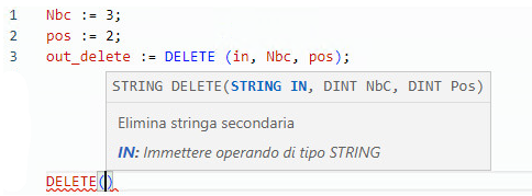 Esempio di Testo strutturato DELETE