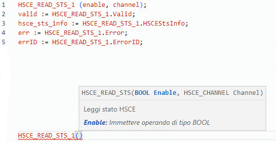 Esempio di Testo strutturato HSCE_READ_STS