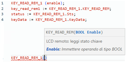 Esempio di Testo strutturato KEY_READ_REM