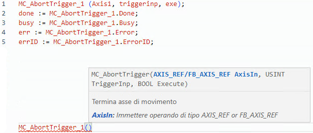 Esempio di Testo strutturato MC_AbortTrigger