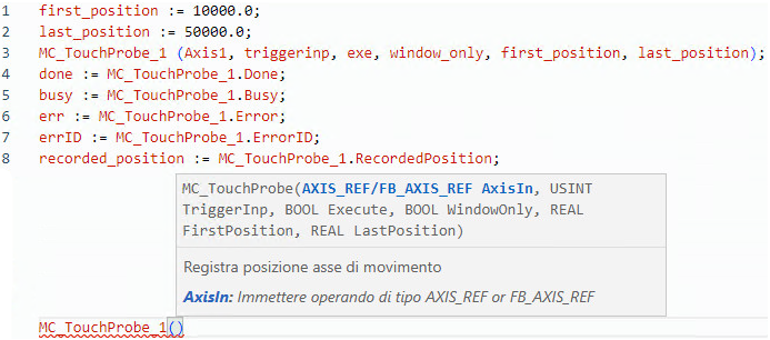 Esempio di Testo strutturato MC_TouchProbe