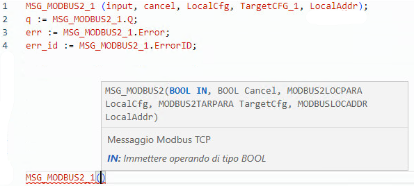 Esempio di programma Testo strutturato MSG_MODBUS2