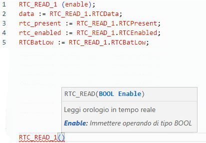 Esempio di Testo strutturato RTC_READ