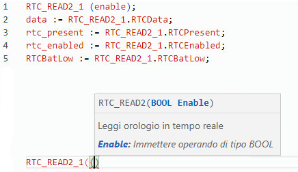 Esempio di Testo strutturato RTC_READ2