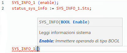 Esempio di Testo strutturato SYS_INFO