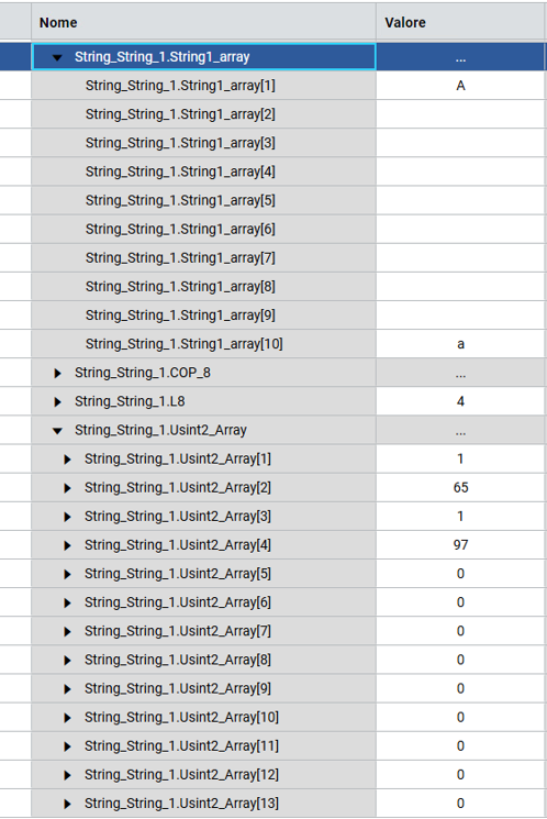 Elementi dell'array con valori