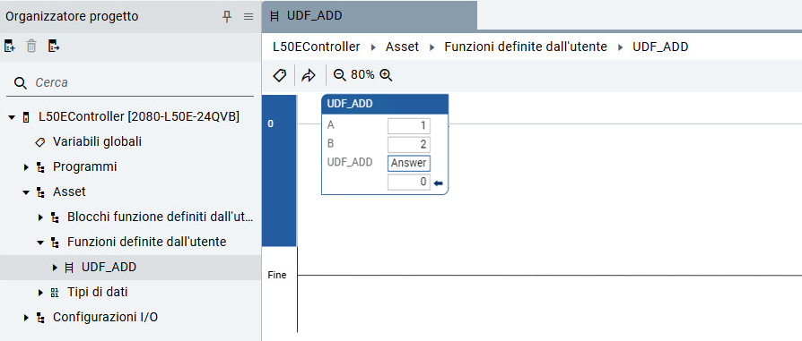 Programma principale singola esecuzione UDF