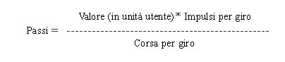 Formula per convertire da giri/min (passi) a unità definite dall'utente