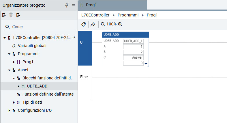 Programma principale singola esecuzione UDFB
