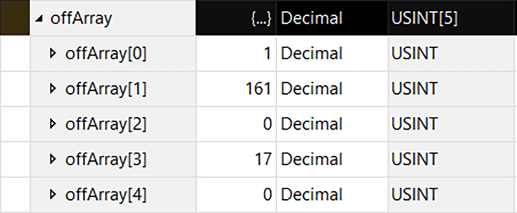 이 이미지는 Logix Designer에서 SNMP를 비활성화하기 위한 태그 배열을 보여줍니다.