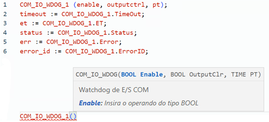 Exemplo de texto estruturado COM_IO_WDOG