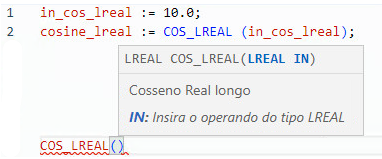 Exemplos de texto estruturado COS_LREAL