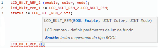 Exemplo de texto estruturado LCD_BKLT_REM