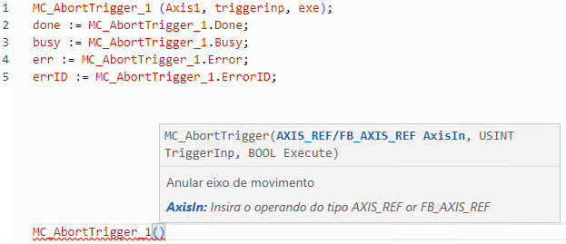 Exemplo de texto estruturado MC_AbortTrigger