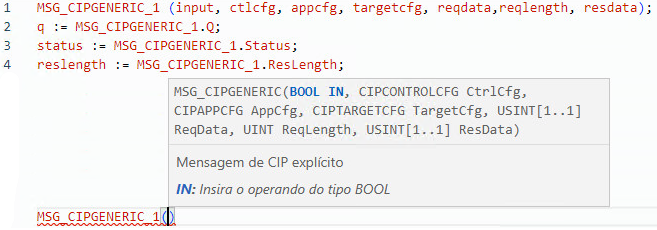 Exemplo de texto estruturado MSG_CIPGENERIC