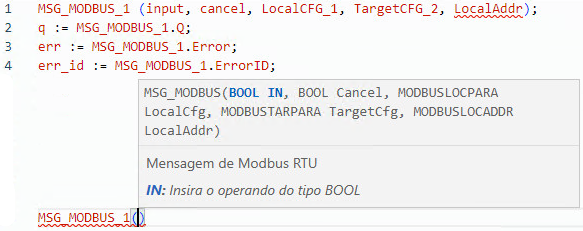 Exemplo de texto estruturado MSG_MODBUS
