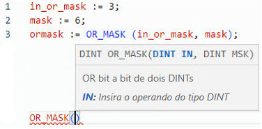 Exemplos de texto estruturado OR_MASK