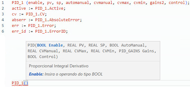 Exemplo de texto estruturado PID