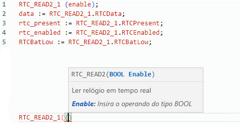 Exemplo de texto estruturado RTC_READ2