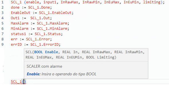 Exemplo de texto estruturado SCL