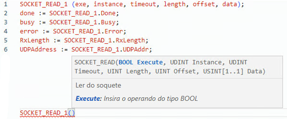 Exemplo de texto estruturado SOCKET_READ