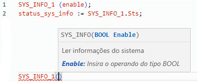 Exemplo de texto estruturado SYS_INFO