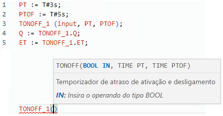 Exemplo de texto estruturado TONOFF