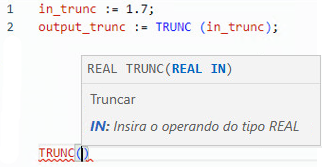 Exemplo de texto estruturado TRUNC