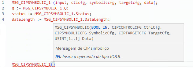 Exemplo de texto estruturado MSG_CIPSYMBOLIC