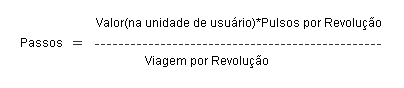 Fórmula para converter de rpm (etapas) para unidades definidas pelo usuário