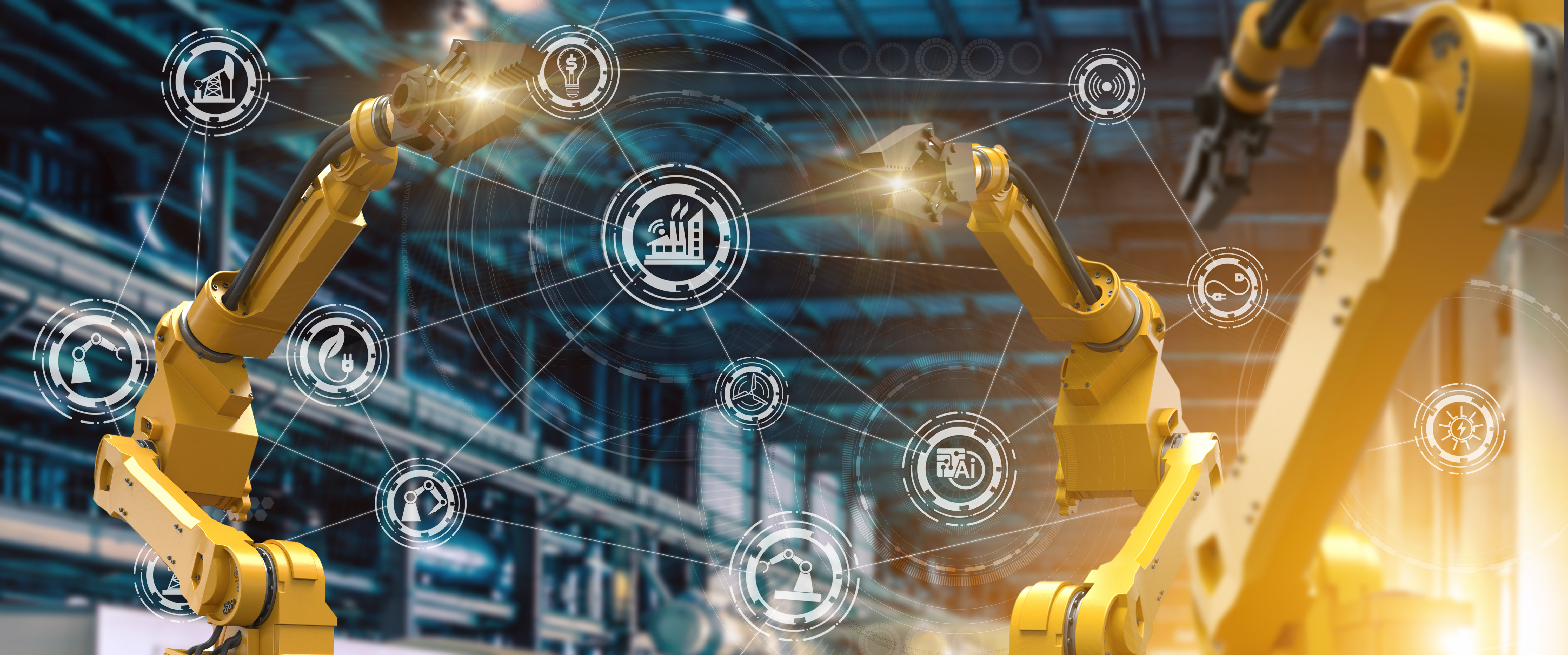 heavy automation robot arm machine in smart factory industrial,Industry 4.0 concept image.