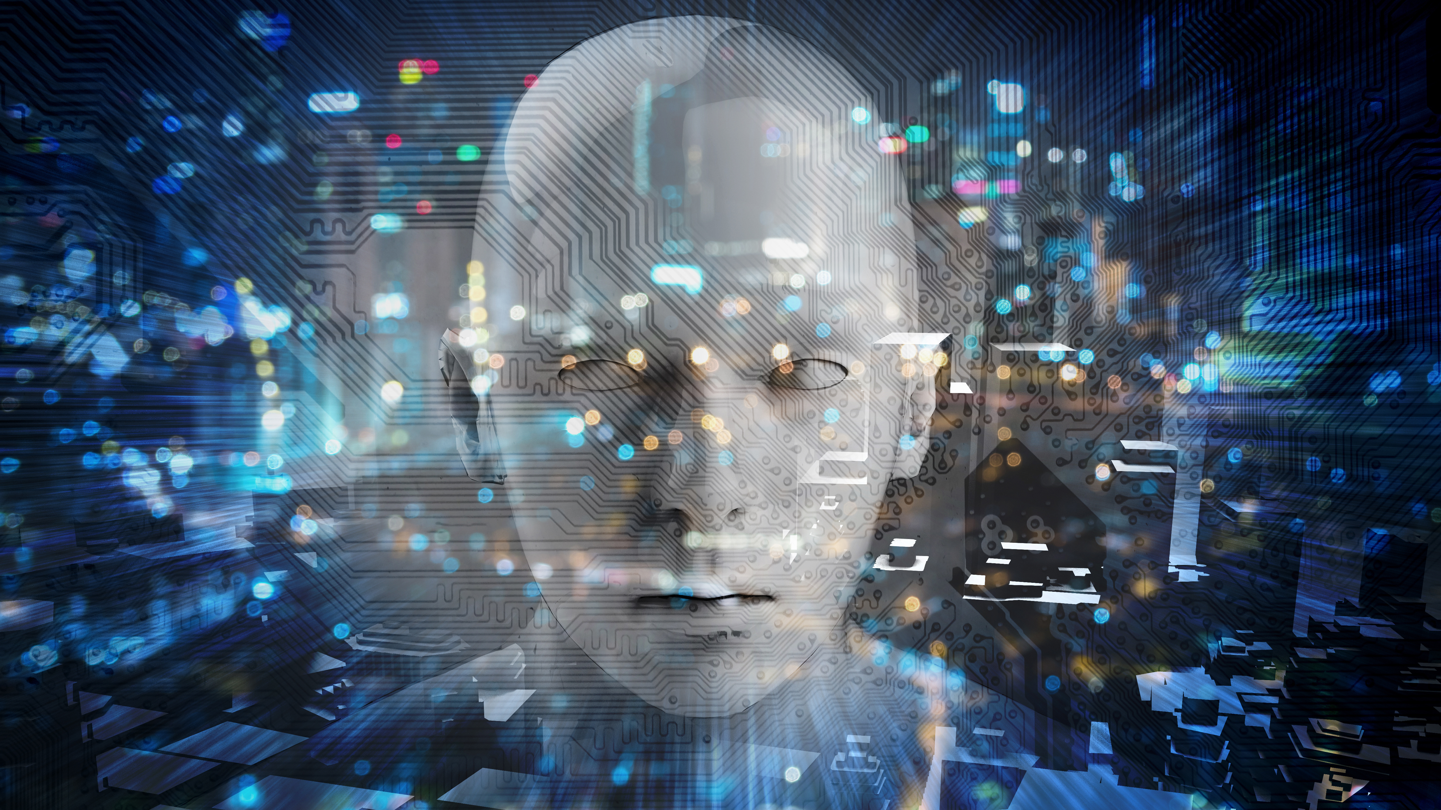 Потенциал современных технологии. Искусственный интеллект. Технологии искусственного интеллекта. Цифровое лицо. Компьютерные технологии.