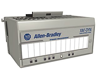 稍微向右的灰色測量模組，左上角有藍色 Allen-Bradley 標誌，還可以稍微看到模組頂部