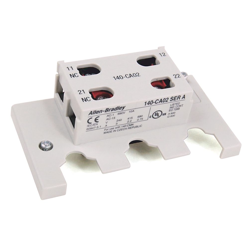 Product image for Allen Bradley 140-CA02 2 NO Front Mounted Auxiliary Contact